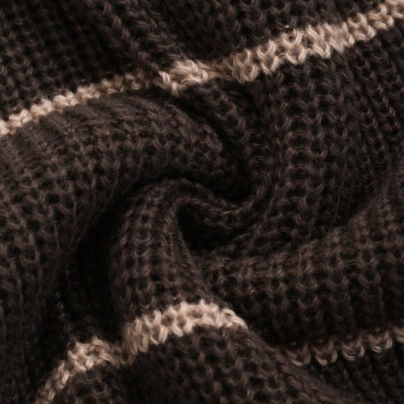 Multicolor Casual Women's Striped Loose Fit Crew Neck Sweater - Picture 9 of 9